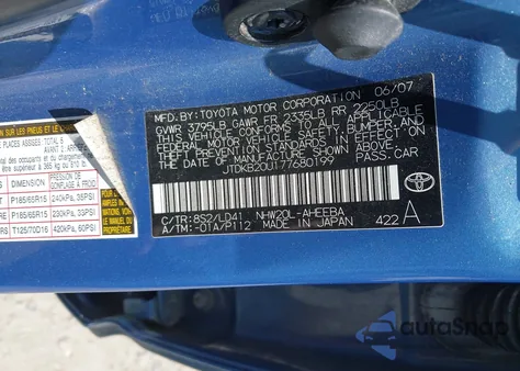 2007 Toyota Prius z USA, uszkodzony, nr VIN JTDKB20U177680199